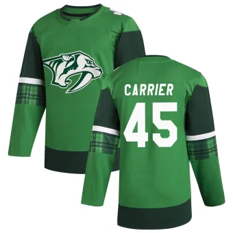 Men's Alexandre Carrier Nashville Predators 2020 St. Patrick's Day Jersey - Green Authentic