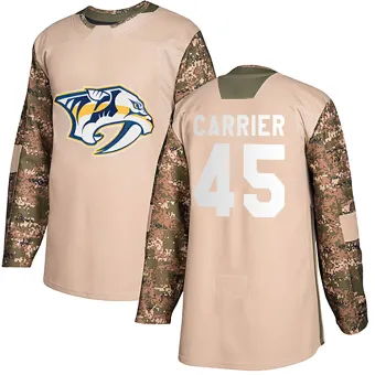 Men's Alexandre Carrier Nashville Predators Veterans Day Practice Jersey - Camo Authentic