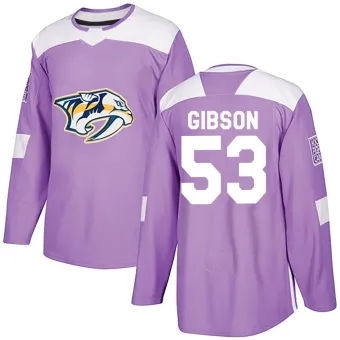 Men's Andrew Gibson Nashville Predators Fights Cancer Practice Jersey - Purple Authentic