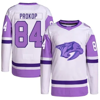 Men's Luke Prokop Nashville Predators Hockey Fights Cancer Primegreen Jersey - White/Purple Authentic