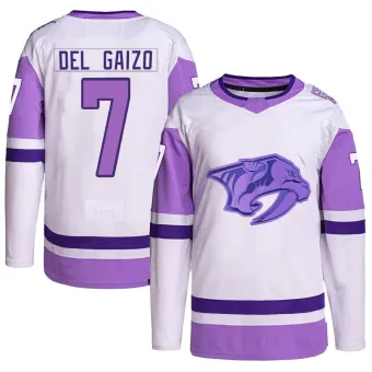 Men's Marc Del Gaizo Nashville Predators Hockey Fights Cancer Primegreen Jersey - White/Purple Authentic