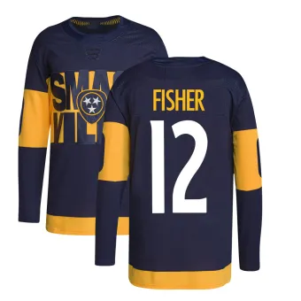 Men's Mike Fisher Nashville Predators 2022 Stadium Series Primegreen Jersey - Navy Authentic