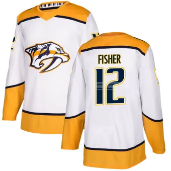 Men's Mike Fisher Nashville Predators Away Jersey - White Authentic