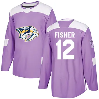 Men's Mike Fisher Nashville Predators Fights Cancer Practice Jersey - Purple Authentic