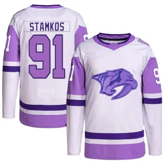 Men's Steven Stamkos Nashville Predators Hockey Fights Cancer Primegreen Jersey - White/Purple Authentic