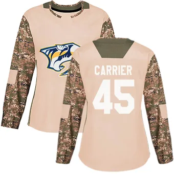 Women's Alexandre Carrier Nashville Predators Veterans Day Practice Jersey - Camo Authentic