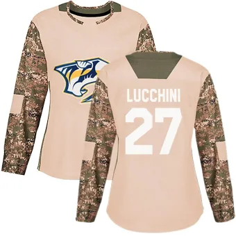 Women's Jacob Lucchini Nashville Predators Veterans Day Practice Jersey - Camo Authentic