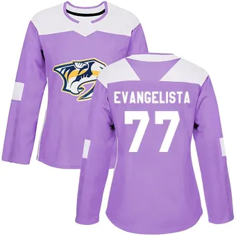 Women's Luke Evangelista Nashville Predators Fights Cancer Practice Jersey - Purple Authentic