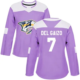 Women's Marc Del Gaizo Nashville Predators Fights Cancer Practice Jersey - Purple Authentic