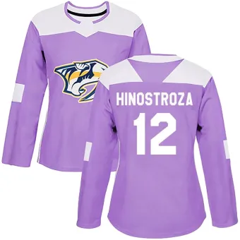 Women's Vinnie Hinostroza Nashville Predators Fights Cancer Practice Jersey - Purple Authentic